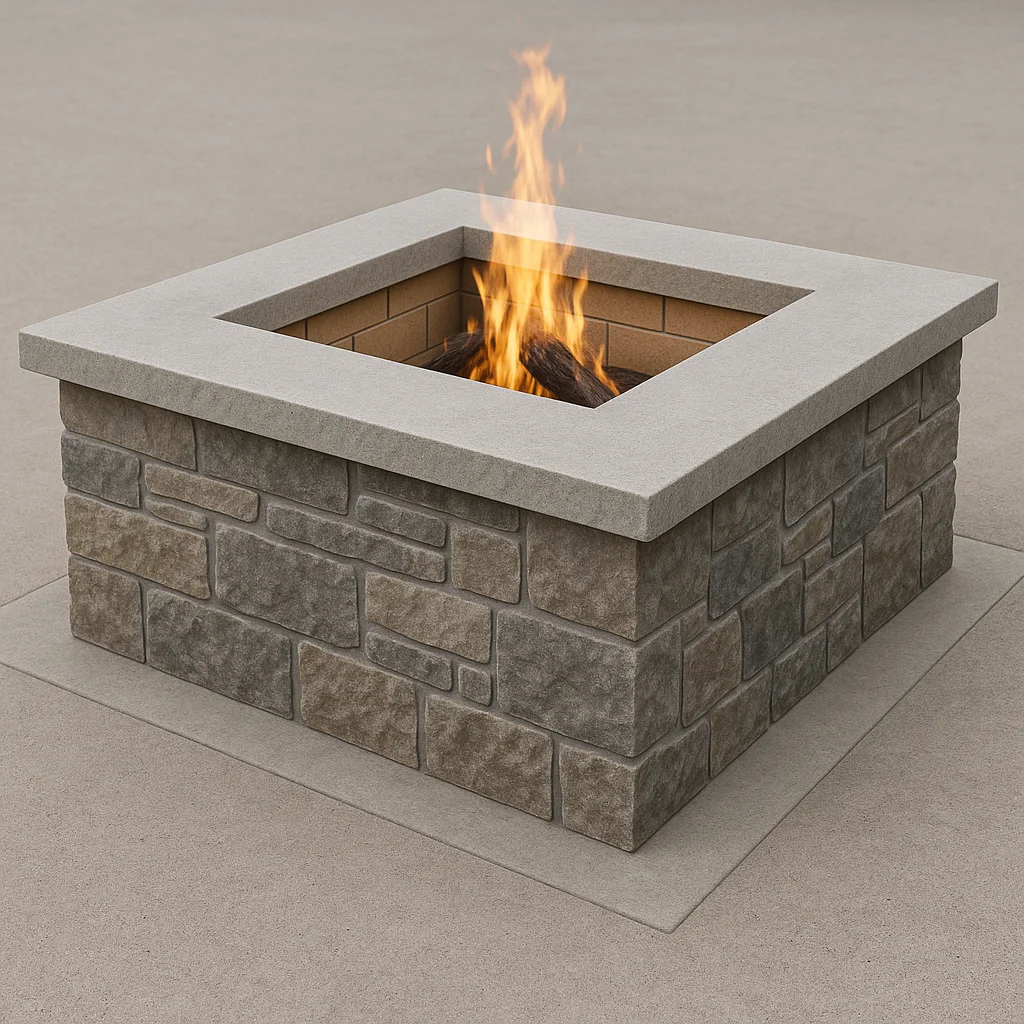 ModuStone 48 by 48 natural stone fire pit render